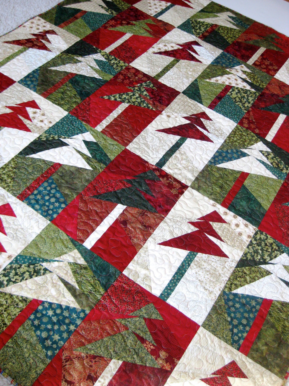 Lap Quilt Wall Hanging Modern Christmas Trees Etsy