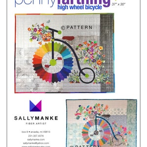 Penny Farthing Bicycle Art Quilt Pattern, 37 X 30 High Wheel, Original Wall Art, Cycle Art, Bike Lovers, Bike Patterns, Sally Manke image 8