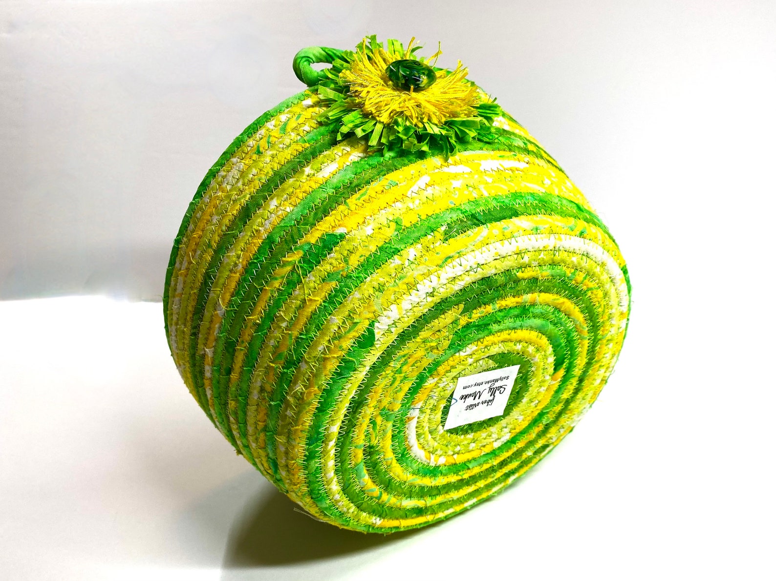 Coiled Rope Basket Sunshine Yellow Green Clothesline Etsy