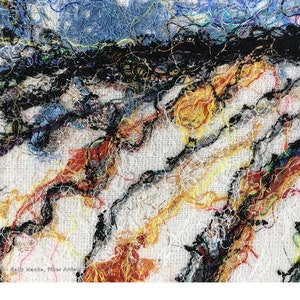 Winter Field Art Quilt, Fiber Art Wall Hanging, Blue Wall Decor, Sally Manke, Fiber Artist, vanGogh Style, Impressionistic Art, Original Art image 7