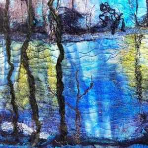 Moody Marsh Felted Quilted Art Quilt 18 X 14.5 Inch Blue - Etsy