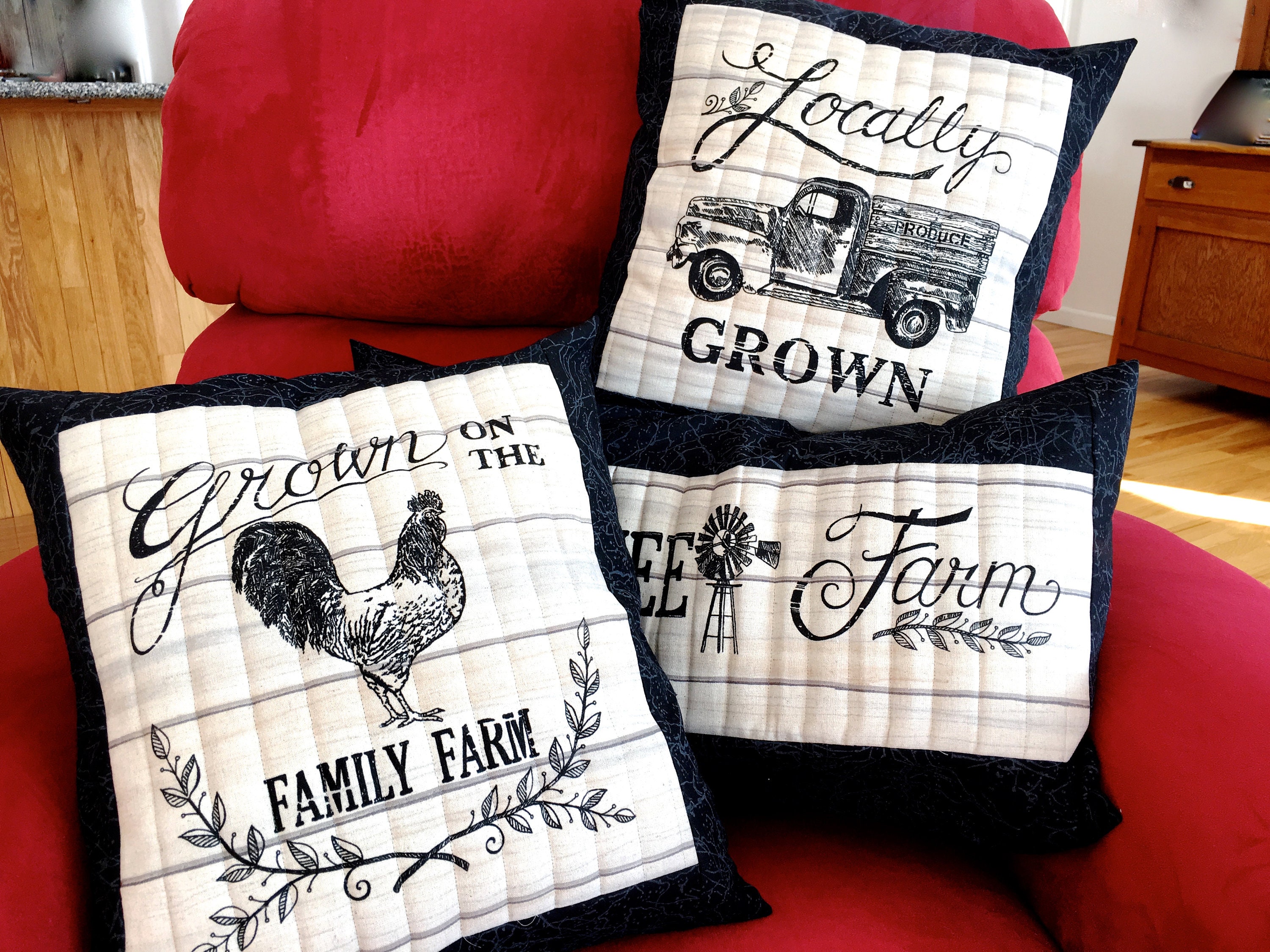 Quilted Farm Pillow Farm Sweet Farm Country Home Decor Etsy