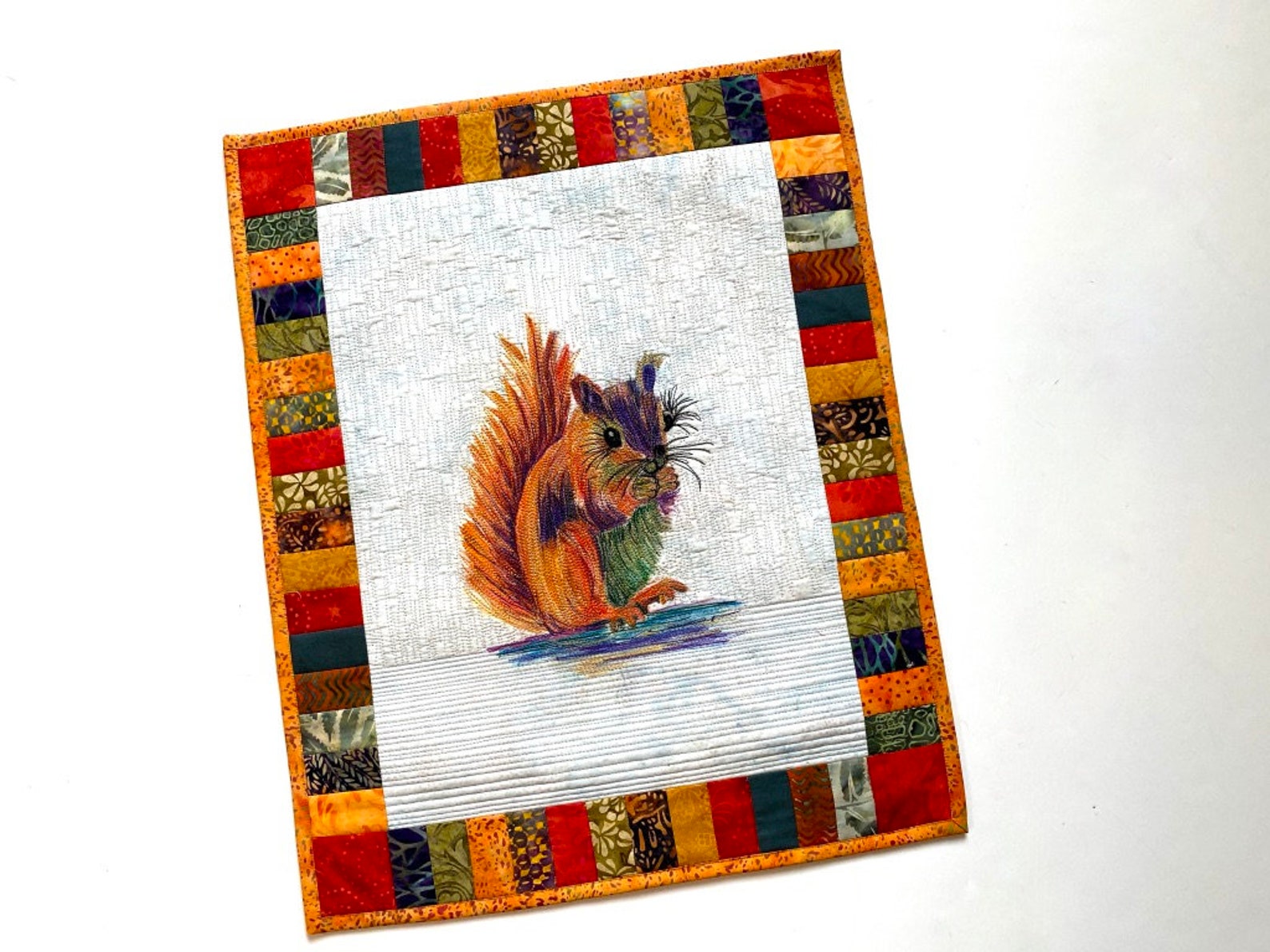 Nibbles the Squirrel Art Quilt 15 X 20 Inches Thread Etsy