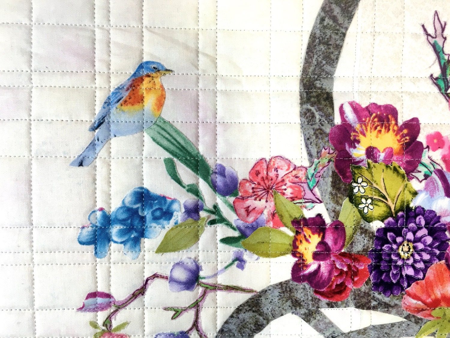 Flower Basket Art Quilt - Floral - Quilted Wall Hanging - Fiber Art ...