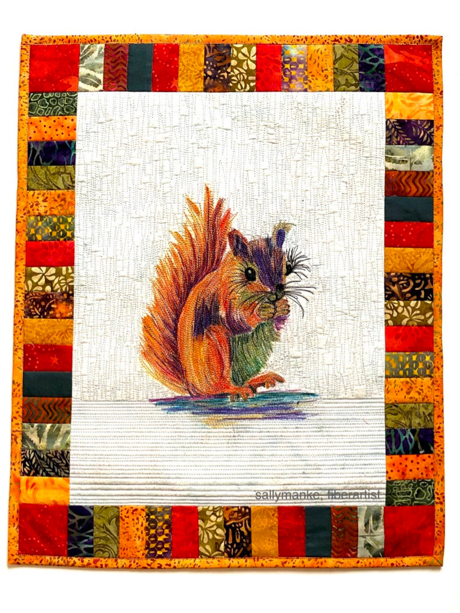 Nibbles the Squirrel Art Quilt 15 X 20 Inches Thread Etsy