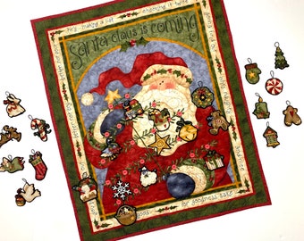 Advent Calendar, Quilted Santa Wall Hanging, Children's Christmas Activity, Christmas Tree, Sally Manke, Heirloom Quilt, Perpetual Calendar