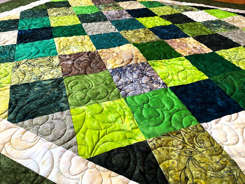 Patchwork Quilted Lap Throw Assorted Green St. Patrick Table Etsy