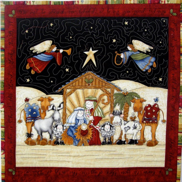 Advent Calendar  Whimsical Nativity  Quilted Wall Hanging  Heirloom Keepsake