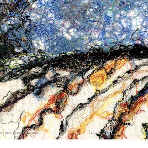 Winter Field Art Quilt, Fiber Art Wall Hanging, Blue Wall Decor, Sally Manke, Fiber Artist, vanGogh Style, Impressionistic Art, Original Art image 5