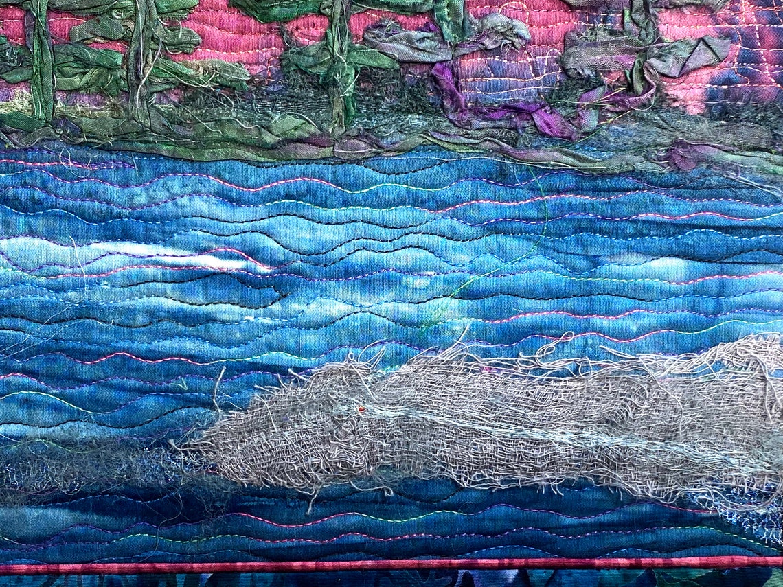 Felted and Couched Pine Tree Art Landscape Quilt Wall Hanging, Ever ...