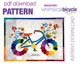 Mini Whimsical Bicycle Pattern PDF, DIY Instant Download, Original Design, 13 X 18 Inches