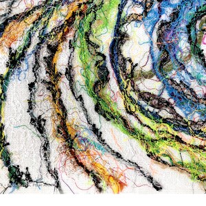 Winter Field Art Quilt, Fiber Art Wall Hanging, Blue Wall Decor, Sally Manke, Fiber Artist, vanGogh Style, Impressionistic Art, Original Art image 6