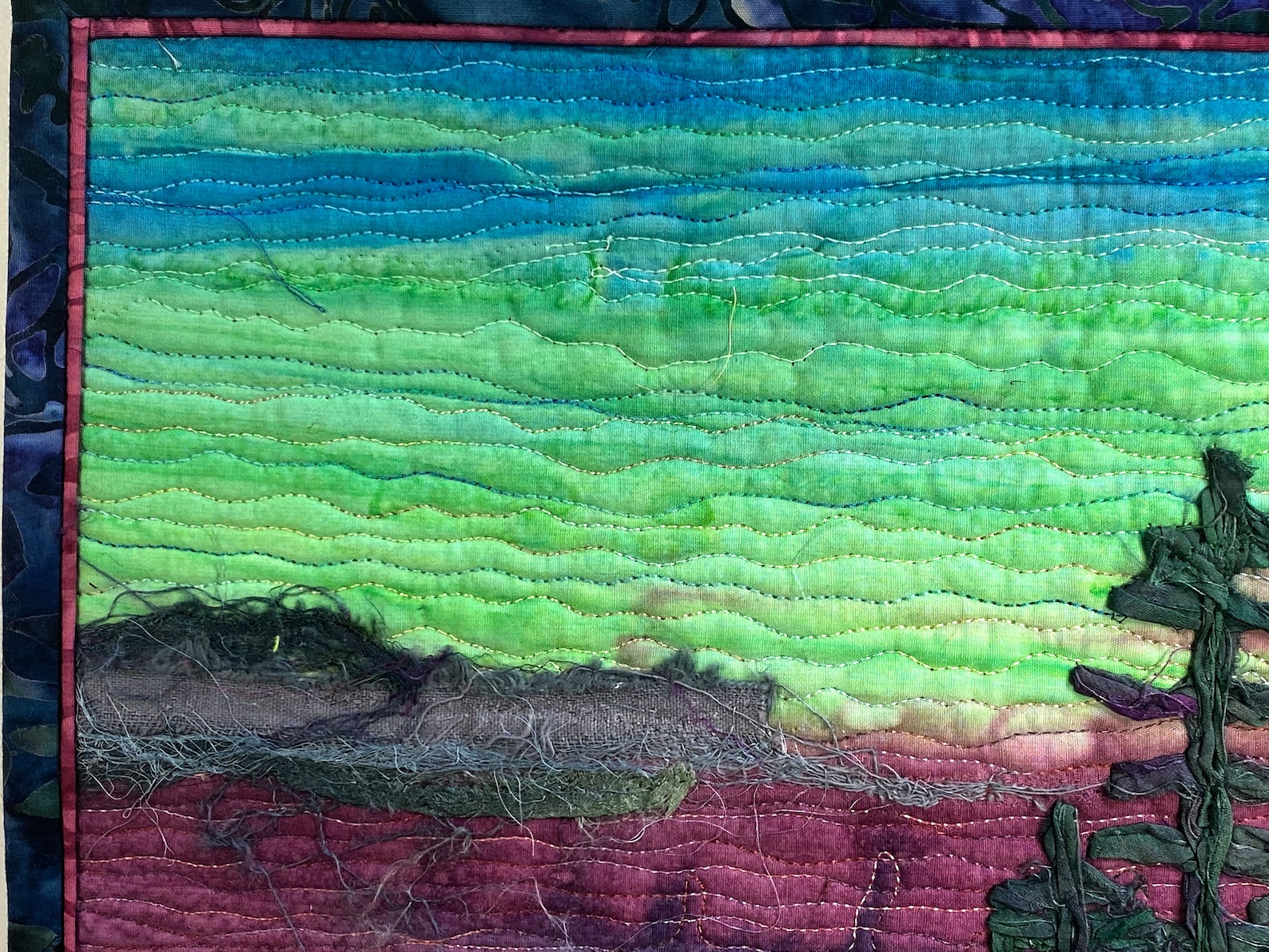 Felted and Couched Pine Tree Art Landscape Quilt Wall Hanging, Ever ...