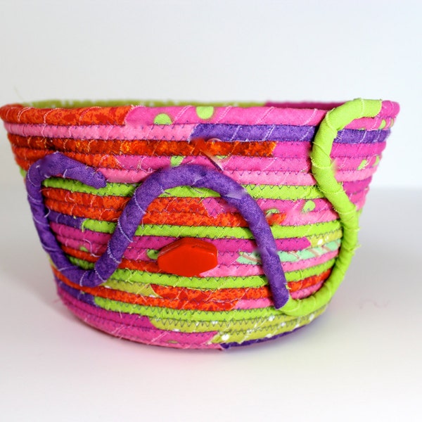 Basket  Rope Coiled   Bright Modern Colors  Easter Basket Gift Basket Upcycled Clothesline
