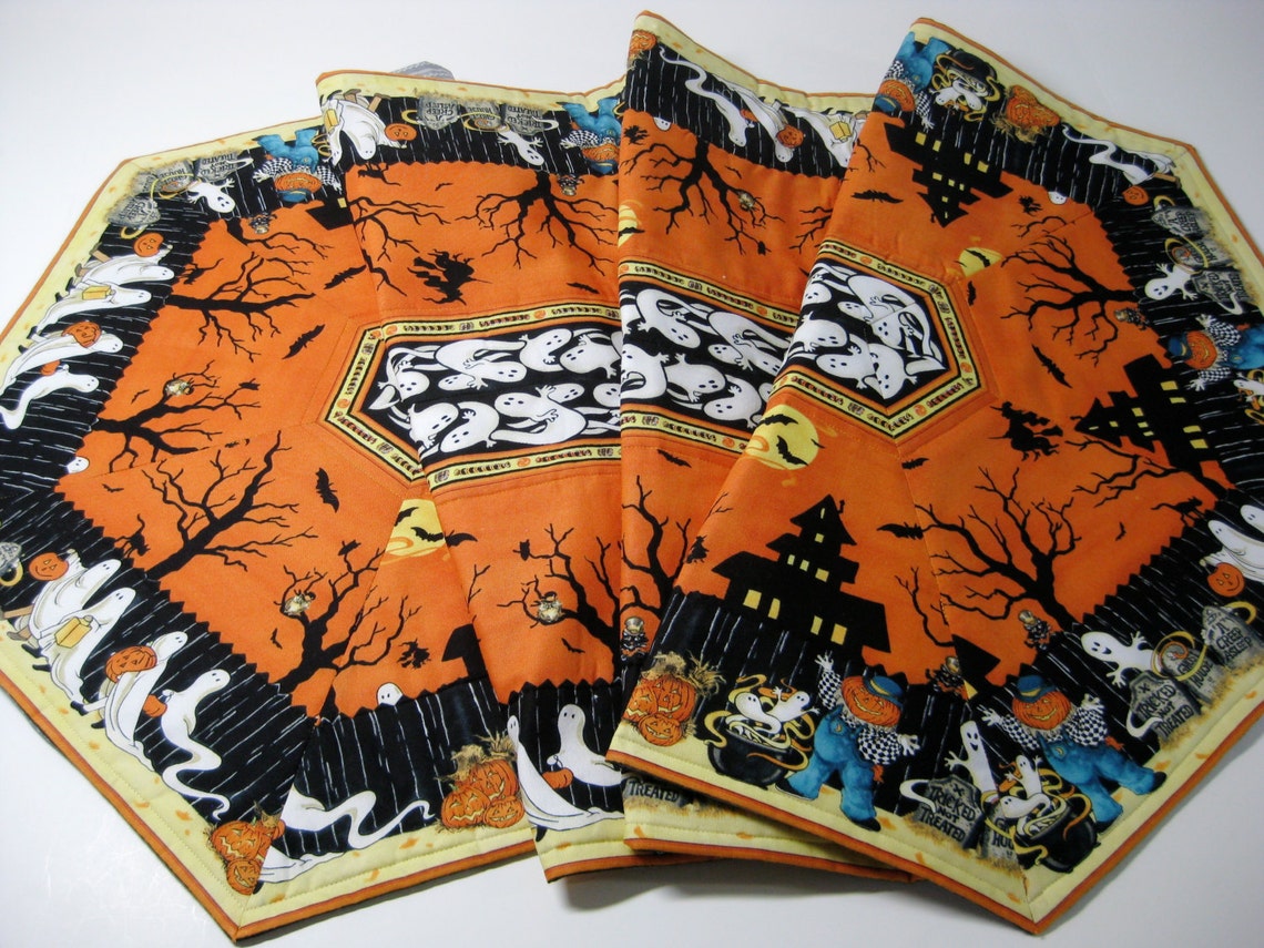 Table Runner Extra Long Quilted Haunted Halloween Etsy