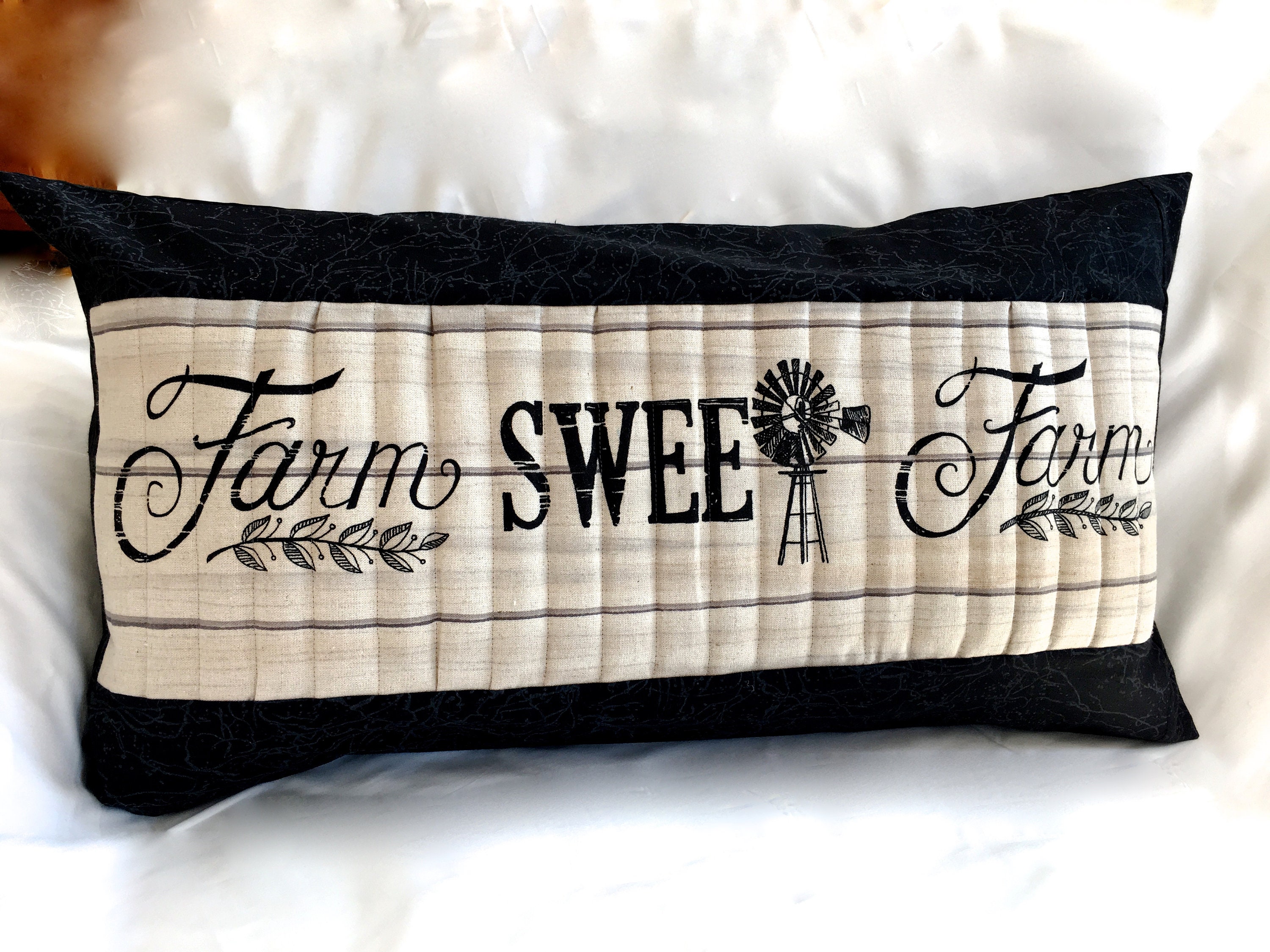 Quilted Farm Pillow Farm Sweet Farm Country Home Decor Etsy