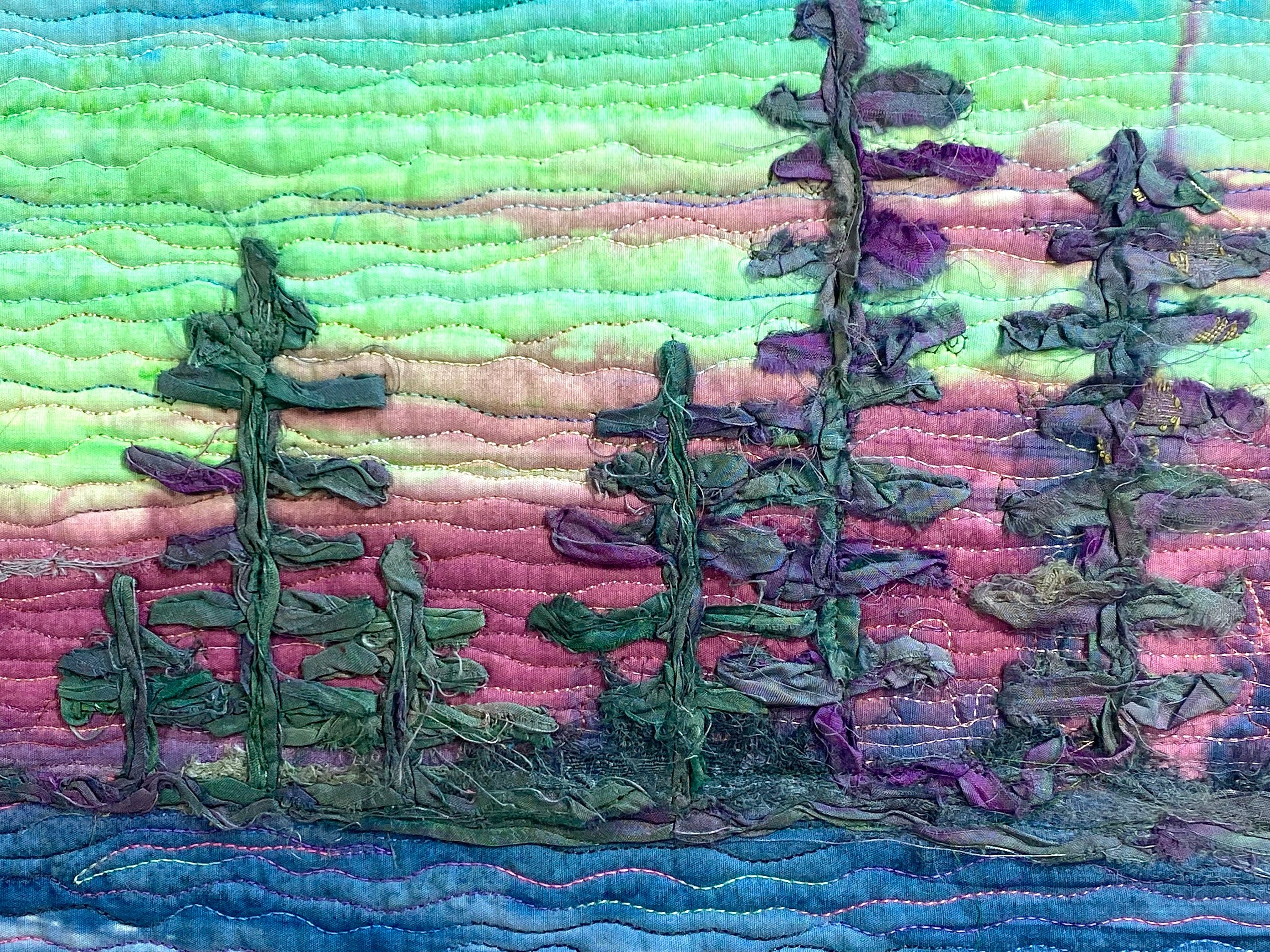 Felted and Couched Pine Tree Art Landscape Quilt Wall Hanging, Ever ...