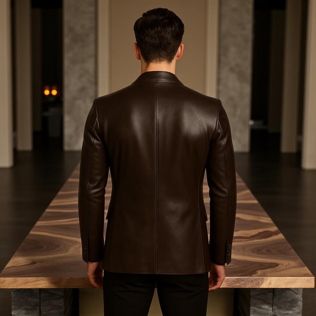 Men's Brown Genuine Leather Blazer | Classy Slim Fit Jacket | Formal & Casual Wear Men's Brown Genuine Leather Blazer | Classy Slim Fit Jacket | Formal & Casual Wear