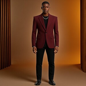 Klassieke kastanjebruine lederen blazer, handgemaakte slim-fit herenjas | Luxe feest- en formele jas