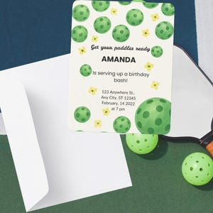 Editable Pickleball Birthday Invitation | Funny Paddle Party Invite | Printable Pickleball Birthday Card | Instant Download Template