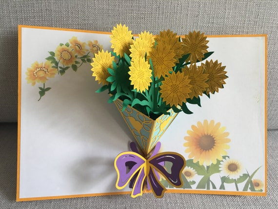 3d Flowers Pop Up Greeting Card Birthday Card Pop Up Card Thank You Card 4 Kinds Of Flower To Choose
