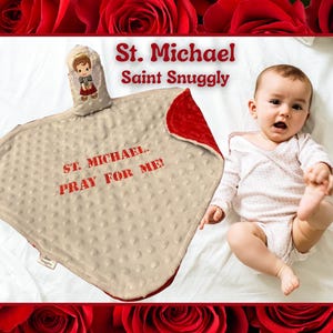 Sankt Mikael Saint Snuggly: Minky Fleece Babyfilt, Katolsk Gåva