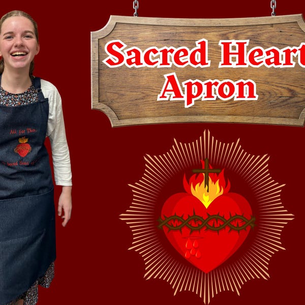 Delantal bordado del Sagrado Corazón de Jesús
