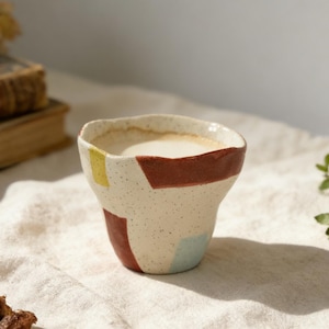 Handmade Ceramic Coffee Cup, Abstract Pottery Mug, 260ml Tea Cup, Wabi Sabi Stoneware Tumbler, Unique Gift for Her