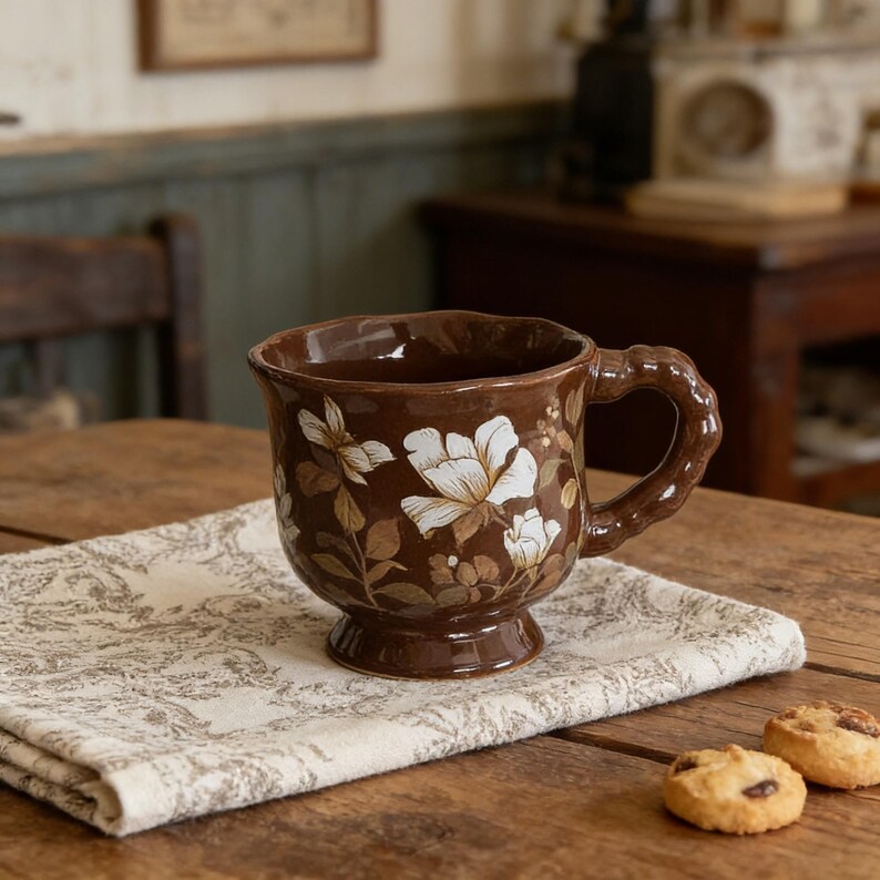 retro floral ceramic tea mug cozy coffee cup