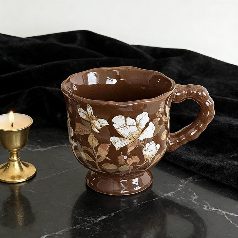 vintage flower coffee mug ceramic tea cup
