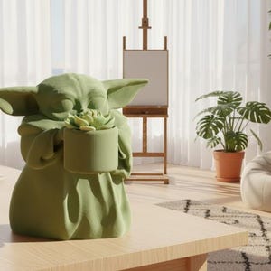 Cute Baby Yoda Planter STL | Grogu Flower Pot 3D Print | Succulent Planter STL | Desk Decor | Instant Download