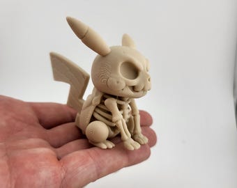 Pikachu Esqueleto Articulado STL: Juguete Monstruoso para Imprimir en 3D (Descarga Digital)