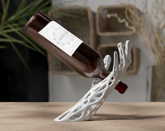 Portabotellas de vino moderno imprimible en 3D – Archivos STL y 3MF – Decoración única para el hogar – Descarga digital