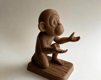 Monkey Pen Holder – Cute Desk Organizer – Funny Monkey Figurine – Office Desk Decor – 3D Printed Statue – Gift for Coworker