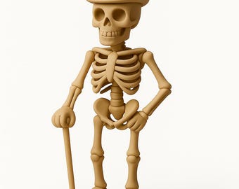 Gentleman Skeleton STL | 3D Print Skeleton Figurine with Cane