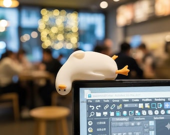 Cute Goose Monitor Buddy – Desk Decor Figurine – Funny Screen Topper – Computer Monitor Decor – Office Desk Accessory
