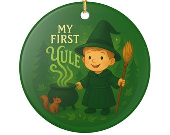 My First Yule Boy Ceramic Ornament, Holiday Altar Decor, Winter Celebration, Sabbat Witch Altar, Holiday Gift, Yule Tree Decoration