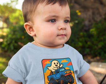 Camiseta de camión monstruo fantasma para niño, camiseta de Halloween para niño, camiseta de fantasma, camiseta de Samhain, camiones monstruo