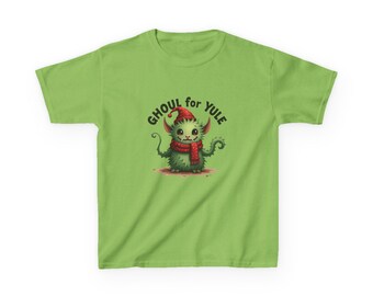 Kids Yule Holiday Tee Funny Yuletide Shirt Haunted Holiday Vibes Apparel Gift for Yule Kids Festive Top Kids Tee Shirt with Ghoul