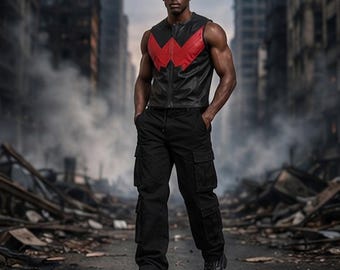 Inspiriert vom Wonder Man Cosplay-Kostüm, Superhelden-Jacke und -Hose für Herren (Set)