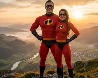 Inspiriert von „Die Unglaublichen“: Roter Superhelden-Body als Cosplay-Kostüm, individuelles Outfit für Comic-Conventions, Halloween