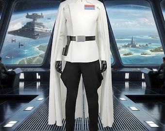 Weißes Militärkommandanten-Cosplay-Kostüm, Offiziersuniform mit Umhang, Fantasy-Outfit