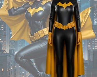 Batmen Inspiriert Schwarzer Bodysuit: Kunstleder Umhang Set
