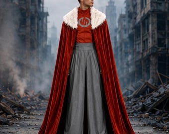 Inspiriert vom Omni Man Cosplay-Kostüm, rote Samt-Umhangtunika, Superhelden-Comic-Con-Outfit