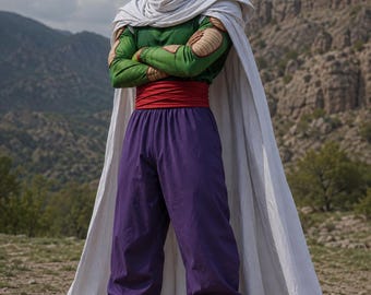 Goku & Piccolo Cosplay Costume, Adult Anime Cotton Suit with Cloak, Bodysuit and Accessories
