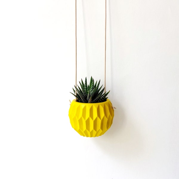 Mini Geometric Sphere Hanging Planter | Bright Yellow  Plant Pot | Eco-Friendly Plant Gift | Concrete Style