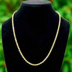 18K Solid Gold Rope Chain Necklace Italy | Vintage 24.5&quot; Long 12g | Marked 750