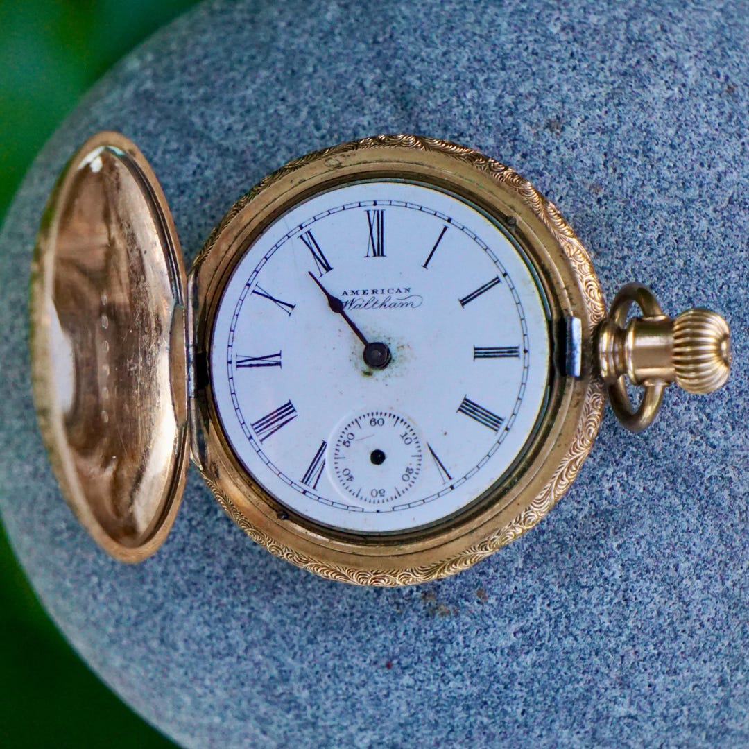 Antique Waltham Gold Filled Pocket Watch: Fahys Montauk Hunter