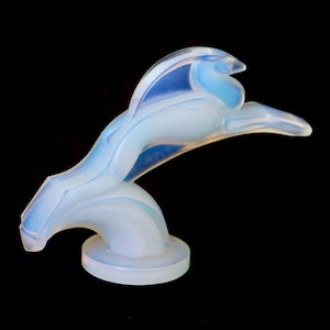 Art Deco Sabino Gazelle Opalescent Glass Figure – Car Mascot / Paperweight - Signed Sabino Paris