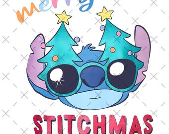 レトロスティッチクリスマスPNG SVG、スティッチクリスマス、ホリデーシャツデザイン、クリスマスPNG昇華、クリスマススティッチPNG、ブルーモンスターカートゥーン